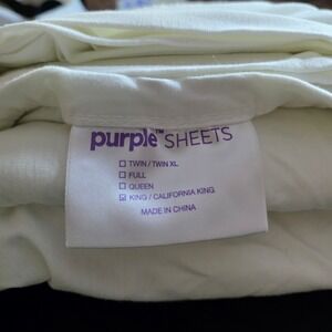 Purple Sheets King California King White Bamboo Blend Stretch Flat Sheet Only